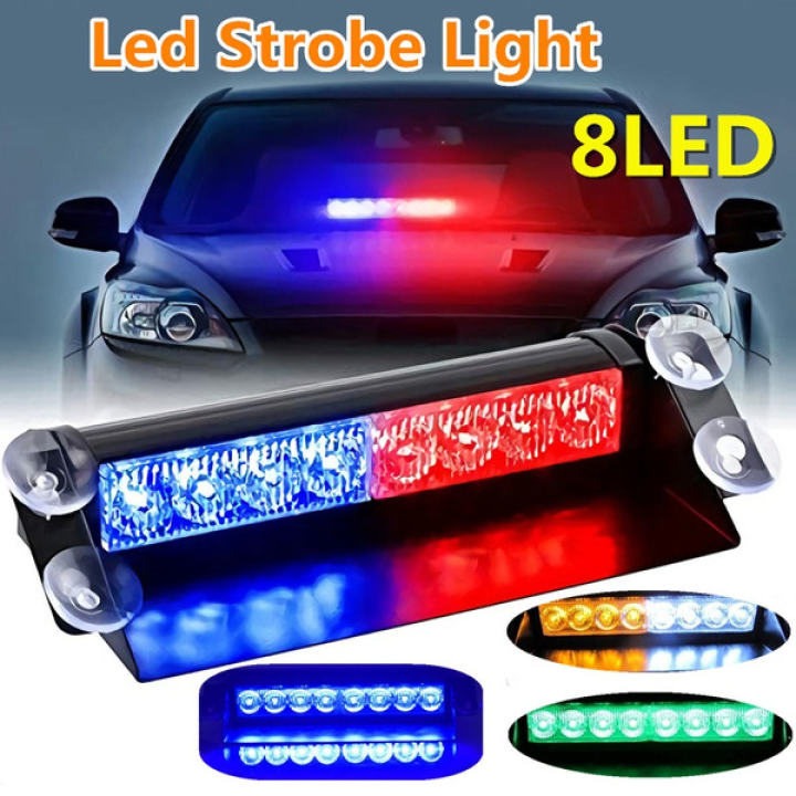 8 Led Red Blue Strobe Light Auto Led Lamp - Dc12V
