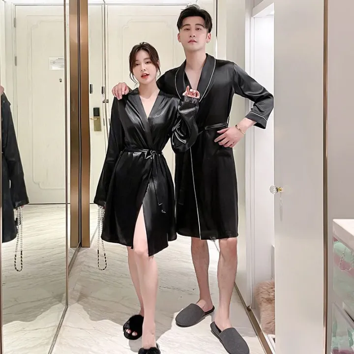 Couple%20Nightgown%20Women's%20Spring%20Autumn%20and%20Winter%20Ice%20Silk%20Bathrobe%20Middle%20Robe%20Men's%20Hotel%20Style%20Large%20Size%20Loose%20Home%20Wear%20-%20Image%207
