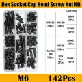 Hex Socket Cap Head Screw Nut Assortment Kit M2 M3 M4 M5 M6 12.9 Grade Carbon Steel Hexagon Socket Allen Head Bolt Nut Hex Key. 