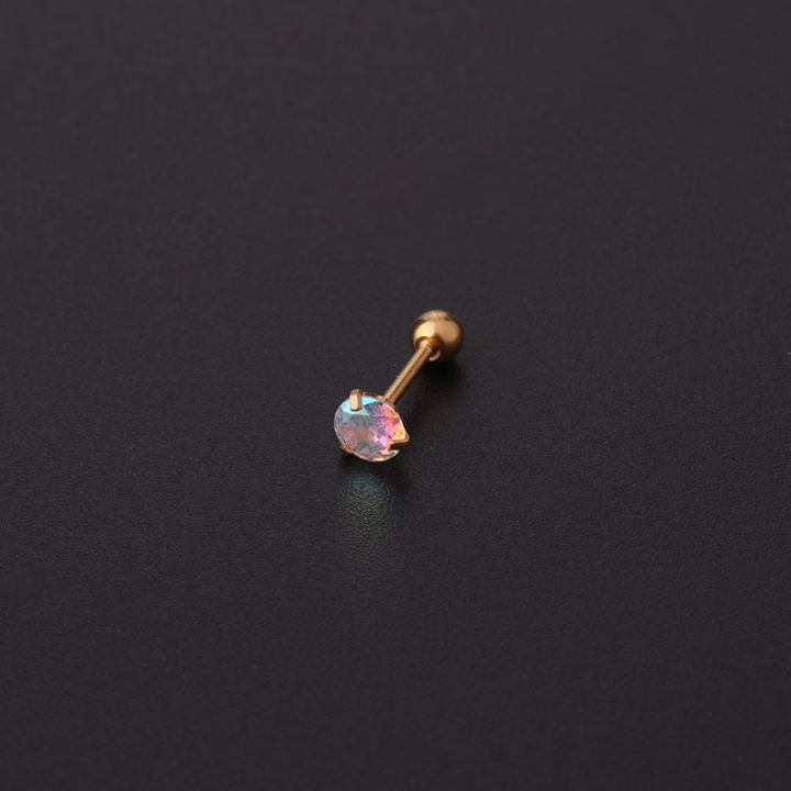 %E3%80%90TianYu%20Mall%E3%80%911Pc%202-5mm%20Korean%20Personality%20Color%20Round%20Zircon%20Gold%20Plated%20Earrings%20-%20Image%202