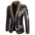 Luxury Gold Sequin Glitter Jacket Men Slim Fit Notched Lapel Blazer Jacket Mens Nightclub Stage Singers Blazers Costume Homme. 