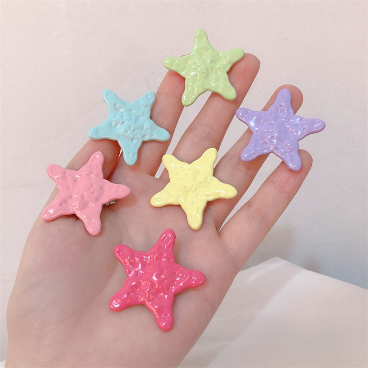Sweet Cool Pentagram Hair Clip Cream Glossy Star Hair Accessories Star Hairpins GJCUTE
