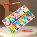 Baby Montessori Geometry Set Pillar Block Classification for Early Childhood Education Shape Matching Color Number Cognitive Teaching Aids Toys. 