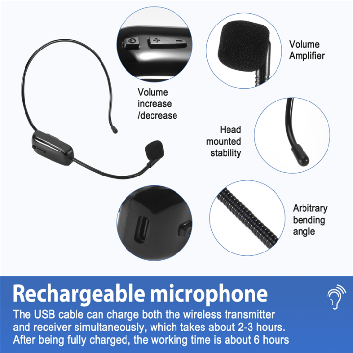 New%202%20in%201%20Handheld%20UHF%20Wireless%20Microphone%20Professional%20Head-Wear%20Mic%20Volume%20Amplifier%20for%20Speech%20Teaching%20-%20Image%205