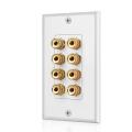 NXFDSIOZ 2X 8 Posts Speaker Wall Plate Home Theater Wall Plate Audio Panel for 4 Speakers.