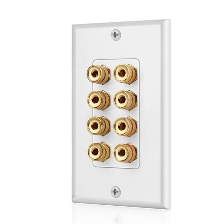 NXFDSIOZ 2X 8 Posts Speaker Wall Plate Home Theater Wall Plate Audio Panel for 4 Speakers