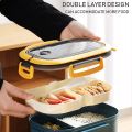 Portable Hermetic Lunch Box 2 Layer Grid Children Student Bento Box with Fork Spoon Leakproof Microwavable Prevent Odor School. 