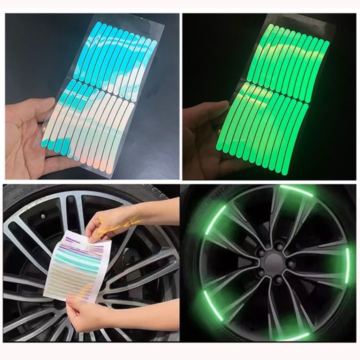 যানবাহনের জন্য 20 পিস সেট গাড়ির চাকা স্টিকার প্রতিফলিত স্ট্রাইপ জলরোধী গাড়ি চাকা হাব স্টিকার ড্রাইভিং টেপ - cycle sticker