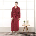 Winter Flannel Couple Nightgown Women's Lengthen and Thicken Red Wedding Bathrobe Fleece-Lined Men's Winter Pajamas Robe. 