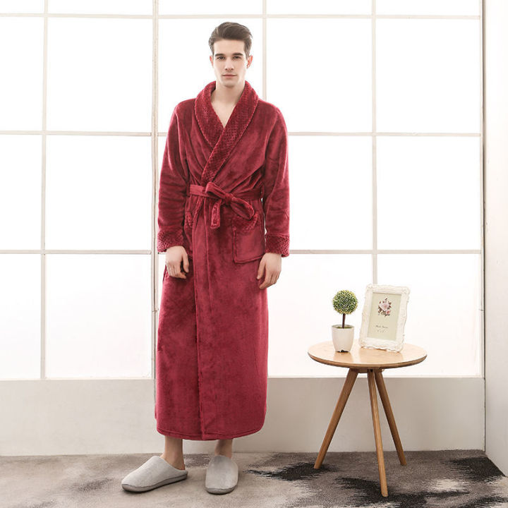 Winter%20Flannel%20Couple%20Nightgown%20Women's%20Lengthen%20and%20Thicken%20Red%20Wedding%20Bathrobe%20Fleece-Lined%20Men's%20Winter%20Pajamas%20Robe%20-%20Image%205
