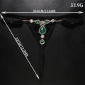 Luxury Rhinestone Green Waterdrop Panties for Sexys G String Women Vintage Thong Y2k Bikini Underwear Jewelry Gifts.