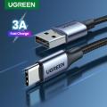 【FUPANG】Ugreen USB type C cable 1m nylon braided USB A to USB C fast charger compatible with iPad Mini 6 Samsung Galaxy S21 S20 Z flip 3 Z fold note 20 LG V60 GoPro Hero ps5 remote controller switch panel.