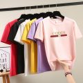 2024 Korean Style Short Sleeve T T-shirt Female Summer Students Casual Crew Neck Top Letters Women's Printed Wear Batch. 