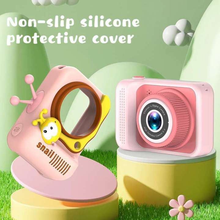zpd Childrens cartoon selfie 2.0-inch IPS screen high-definition digital camera, portable camera with tethered silicone shell, educational toyInstant Cameras