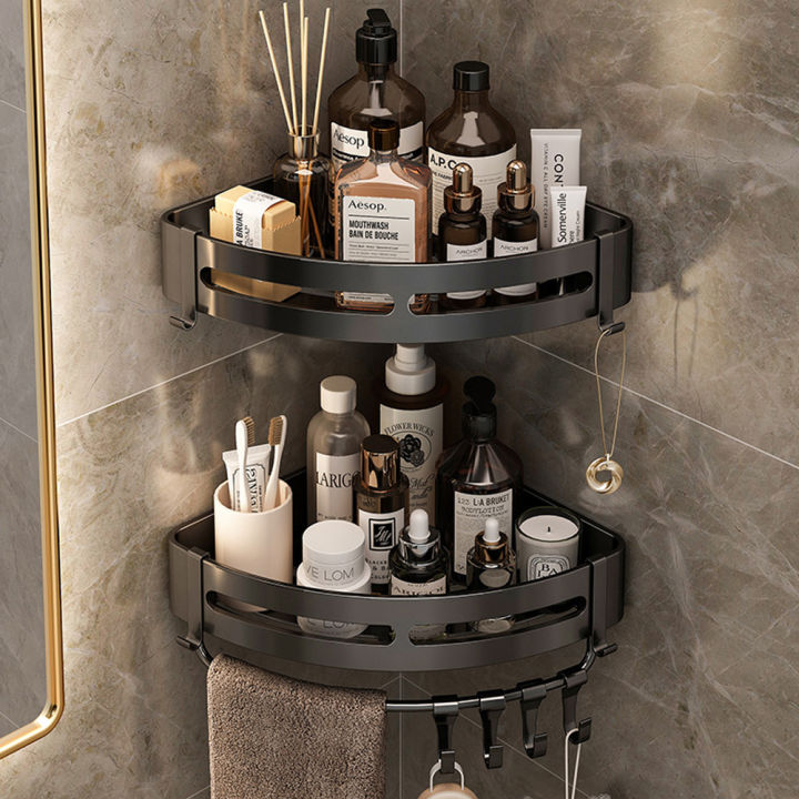 Migeet%20Bathroom%20Kitchen%20Shelf,%20Adhesive%20or%20Screws%20Wall%20Mounted%20Shower%20Shelving%20with%208%20Movable%20Hooks,%20Hydronalium%20rust-free%20Space-Aluminum%20Storage%20Organizer,%20Black,%20Set%20of%202%20-%20Image%204