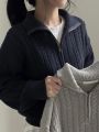 Women Autumn New Solid Color Sweater 2022 New Half High Collar Knit Pullover Baggy Long Sleeve Zipper Lady Knitwear BF Oversize.