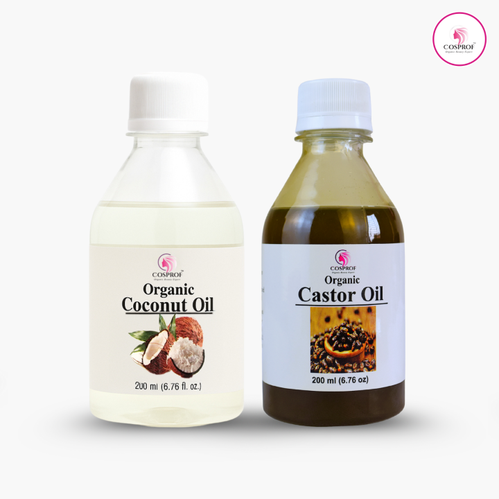 Cosprof Organic Castor and Coconut oil Combo Pack - 200 ml Each