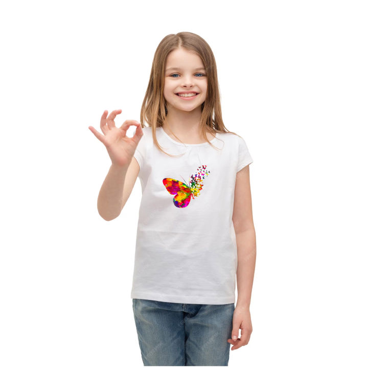 Girls Premium Quality T-shirt Kids T shirt Baby T-shirt Butterfly Design