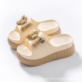 2024 Eva slippers bowknot women's outdoor green slides sweet backless beach shoes woman wedged platform mules elevator slippers.