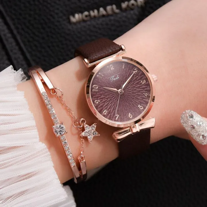 2pcs%20Set%20Women%20Watches%20Bracelet%20Set%20Flowers%20Ladies%20Bracelet%20Watch%20Casual%20Leather%20Quartz%20Wristwatch%20Clock%20Gifts%20Relogio%20Feminino%20-%20Image%204