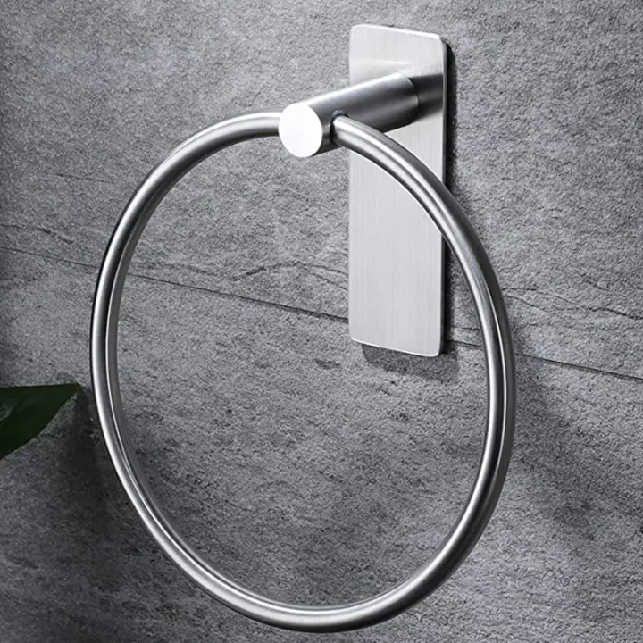 Towel%20Ring/Hand%20Towel%20Holder%20-%20Self%20Adhesive%20Round%20Towel%20Rack%20Hand%20Towel%20Bar%20for%20Bathroom,%20Stainless%20Steel%20Black%20-%20Image%203