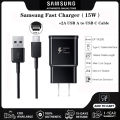Samsung Travel Charger Adapter Original 15W Fast Wall Chargers USB C Adapter With 2A Type C Cable For S22 S21 S20 Ultra S10 S9 S8 Note10 9【COD】.