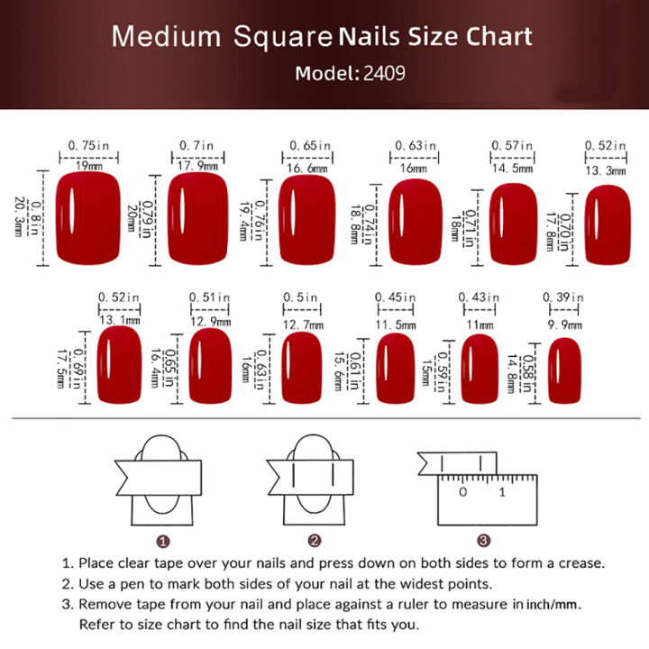 24%20Pcs%20Medium%20Square%20Press%20On%20Nails%20Red%20Winter%20Warm%20Solid%20Color%20Nails%20Glossy%20Artificial%20Finger%20Manicure%20False%20Nails%20-%20Image%205
