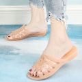 Fat Feet and Wide Feet Women's Slippers Non-Slip Crystal Sandals Women's Summer Outdoor Slippers Women's Wedge Hard Bottom Wear-Resistant. 