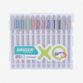 HAUSER XO Multicolor Gel Pen with Hard Box Case | Pack of 12 Pens. 