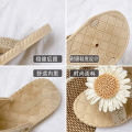 Sunflower sandals women's flat soles wear imitation straw travel holiday beach shoes summer new non-slip slippers women.