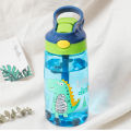 480ml Dinosaur Kids Water Bottle Water Sippy Cup Cartoon Leakproof Plastic Bottles With Straw Outdoor Portable Children's Cup.