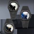 New Aura Arabic Watch Men's Quartz Watch Black Carbon Plastic watch for men.