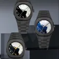New Aura Arabic Watch Men's Quartz Watch Black Carbon Plastic watch for men.
