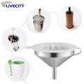 Oil Transferring Funnel Stainless Steel Funnel Set with Fine Mesh Filter Cleaning Brush Kitchen Supplies for Liquid Transfer.