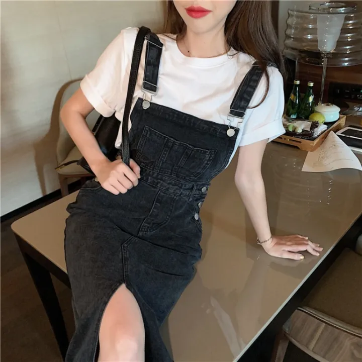Button%20Dress%20Women%20Denim%20New%20Fashion%20Suspender%20Sleeveless%20Pockets%20Korean%20Medium-Length%20Solid%20Color%20A%20Line%20Denim%20Dress%20987J%20-%20Image%202