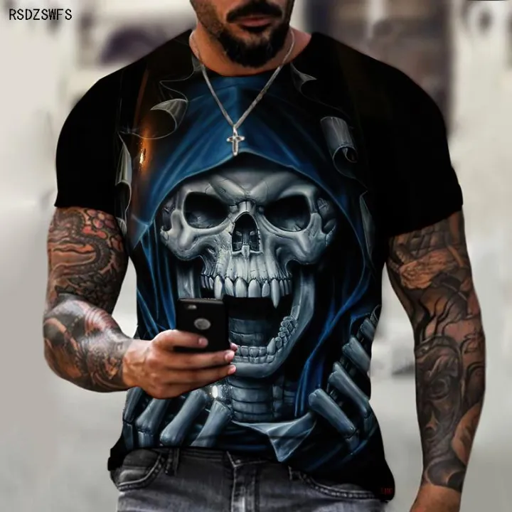 The%20Horror%20Series%20Skull%20And%20Crossbones%20Brand%20Men's%20Clothing%203D%20Printing%20O-neck%20T-shirt%20Street%20Fashion%20Fashion%20Loose%20Oversize%20-%20Image%204