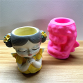 Silicone Mold Flower Fairy Prayer Flower Pot Resin Yellow. 