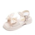 Girls Sandals 2024 Summer New Pearl Bow Princess Shoes Children's Little Fragrance Soft Sole Fashion Beach Shoes. 