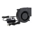 97MM Turbo Blower Fan 12V DC Female Connector 97x94x33mm Centrifugal Cooling Fan w/ AC 100V 220V Power Adapter Adjustable Speed.