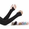 Black UV Sun Protection Hand Protector Ice Silk Arm Sleeves Sunscreen Sleeves.
