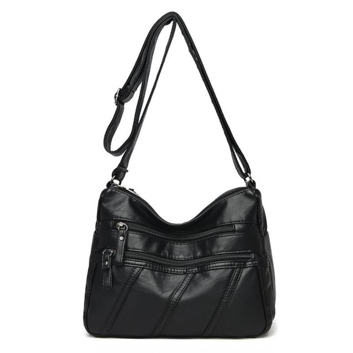 New Spring Women's Soft Leather Shoulder Bags Classic Casual Crossbody Bag For Female Washing Purses and Handbags(26CMX11CMX19CM,)