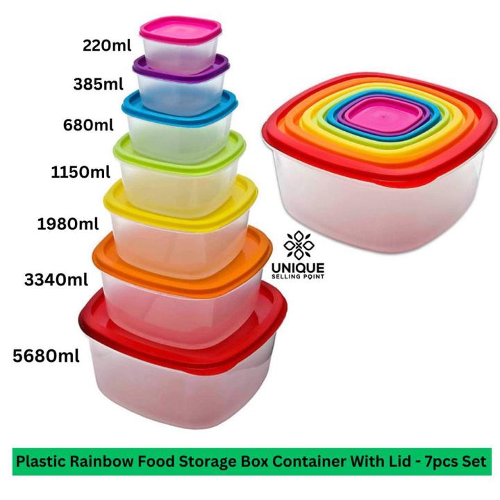 Rainbow Color Containers with Lids Refrigerator Freshness Preservation ...