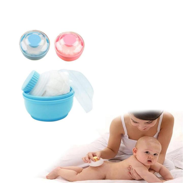 Baby Powder Puff Box China - Pink and Blue