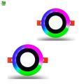 LED 6W(3W+3W) Concealed Round Pink Blue Green (PBG) Colour Panel Ceiling Light 3D Effect Lighting (Double Color).