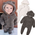 Baby Fashion Jumpsuit Solid Color Hooded Zipper Closure Long Sleeve Comfortable Breathable Casual Romper. 