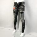 Street Fashion Men Jeans Retro Black Gray Elastic Stretch Slim Fit Ripped Jeans Men Printed Designer Hip Hop Brand Pants Hombre. 