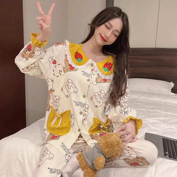 100%25Cotton%20Pajamas%20for%20Pregnant%20Women%20Spring%20and%20Autumn%20Confinement%20Clothing%20Postpartum%20Maternal%20Feeding%20Nursing%20Wear%20Summer%20and%20Autumn%20Homewear%20Suit%20-%20Image%207