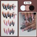 y2k Nails Five-pointed Star Pattern False Nails Halloween Style Long Coffin Ballet Press on Nails For Girl Full Cover Wearable. 