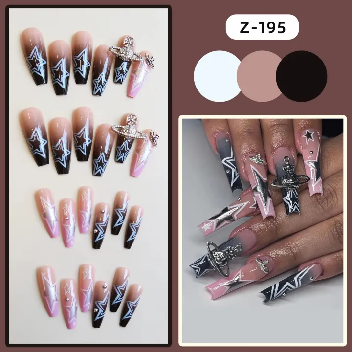 y2k%20Nails%20Five-pointed%20Star%20Pattern%20False%20Nails%20Halloween%20Style%20Long%20Coffin%20Ballet%20Press%20on%20Nails%20For%20Girl%20Full%20Cover%20Wearable%20-%20Image%202