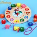 Wooden Clock Puzzles Time Learning Shape Sorting Color Game Early Education Math Set Kid Jigsaw Play Tool Preschool Toddler Toy. 